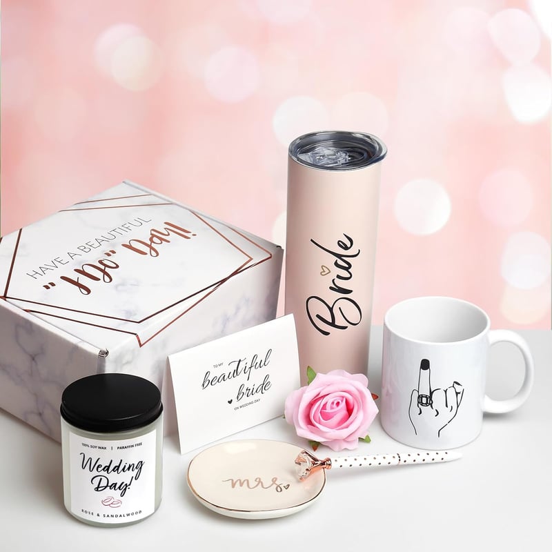 Bridal Shower Gift Box: Stainless Steel Tumbler & Candle