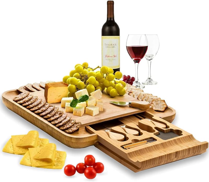 Housewarming Charcuterie Board Set - Bamboo Cheese Board for Couples