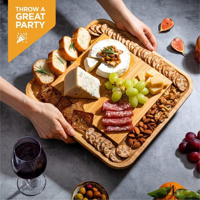 Housewarming Charcuterie Board Set - Bamboo Cheese Board for Couples