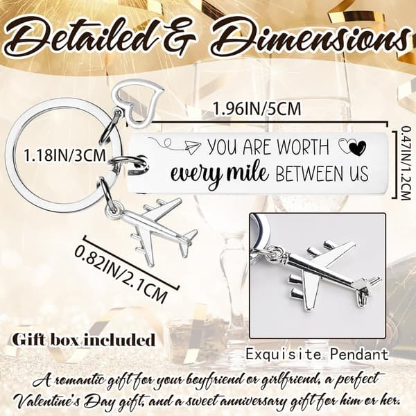 Long Distance Keychain Gift for Couples - Romantic Anniversary Keepsake