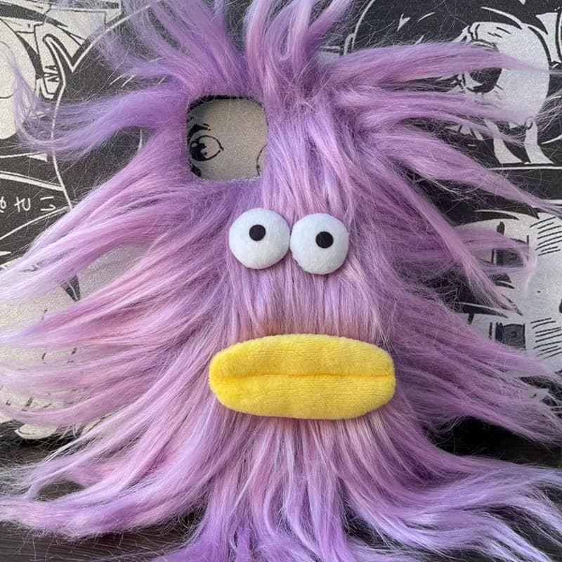 Cute Purple Plush Phone Case for iPhone 12 Pro - 3D Cartoon Furry Cover