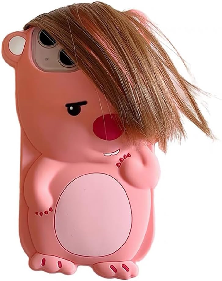 Cute 3D Kawaii Beaver iPhone 14 Pro Max Case with Keychain