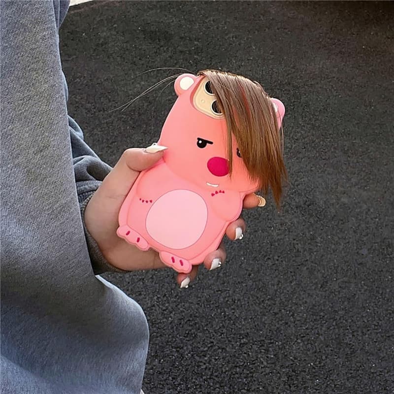 Cute 3D Kawaii Beaver iPhone 14 Pro Max Case with Keychain