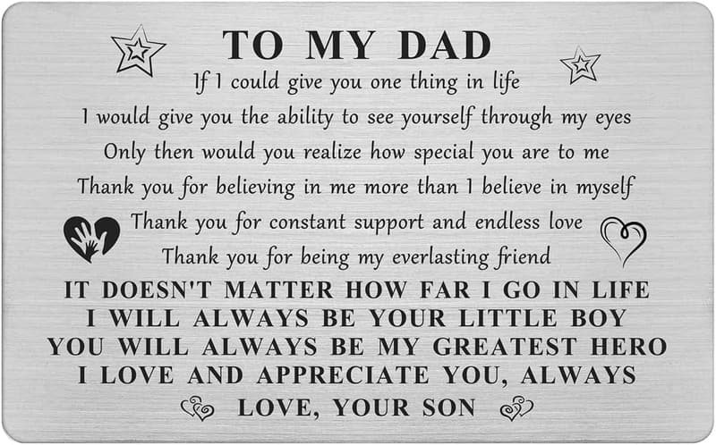 Father's Day Card for Dad from Son - Unique Wallet Insert