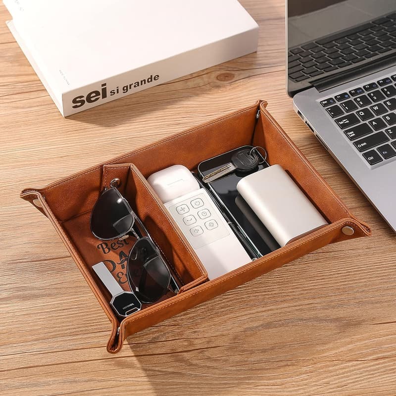Birthday Gifts for Dad - PU Leather Valet Tray & Keychain