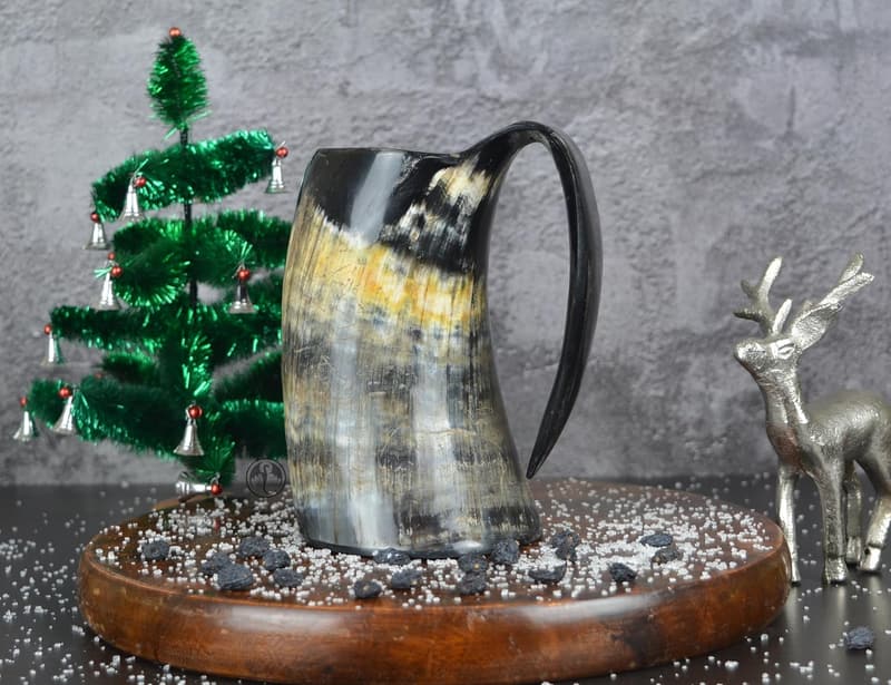 Authentic Viking Horn Mug - Handmade 16oz Medieval Drinkware