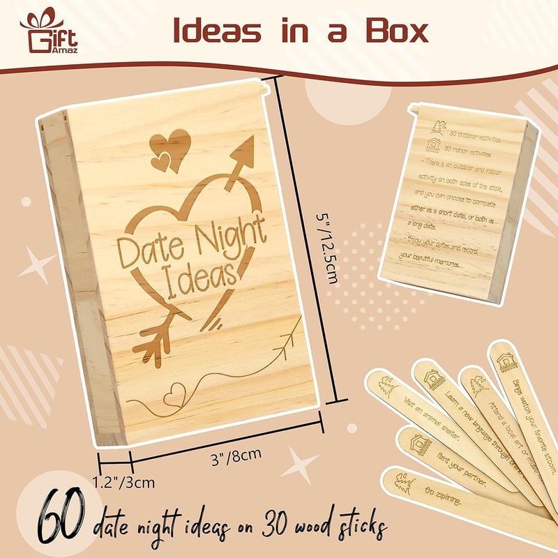 Date Night Ideas Box - Wooden Activities for Couples