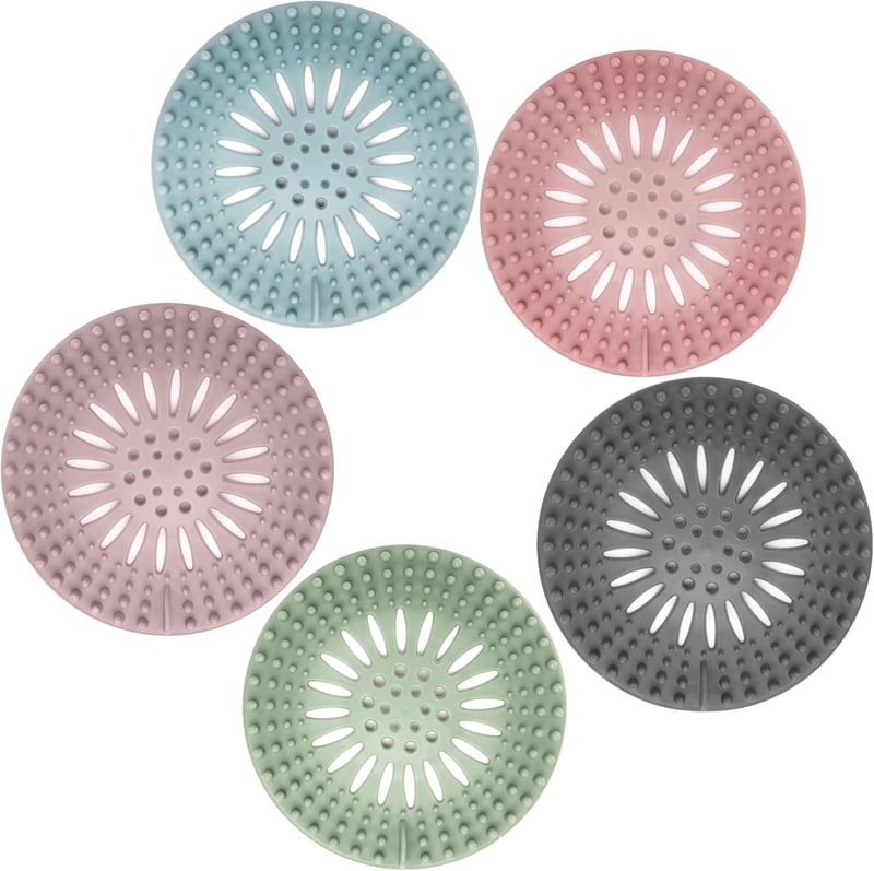 Flexible TPR Drain Strainers for Shower & Sink - 5 Pack