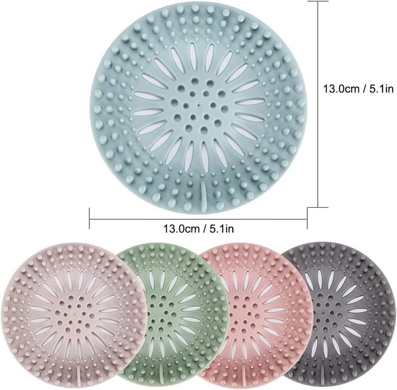 Flexible TPR Drain Strainers for Shower & Sink - 5 Pack