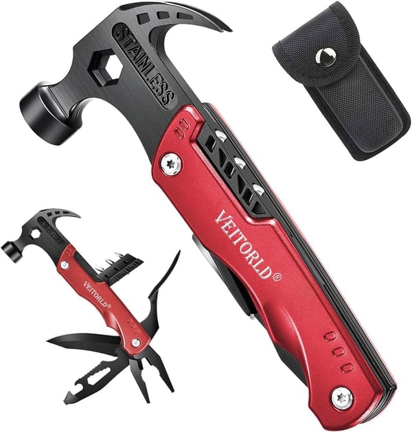 Father's Day Multitool Gift for Dad - Unique Hammer & Camping Gear
