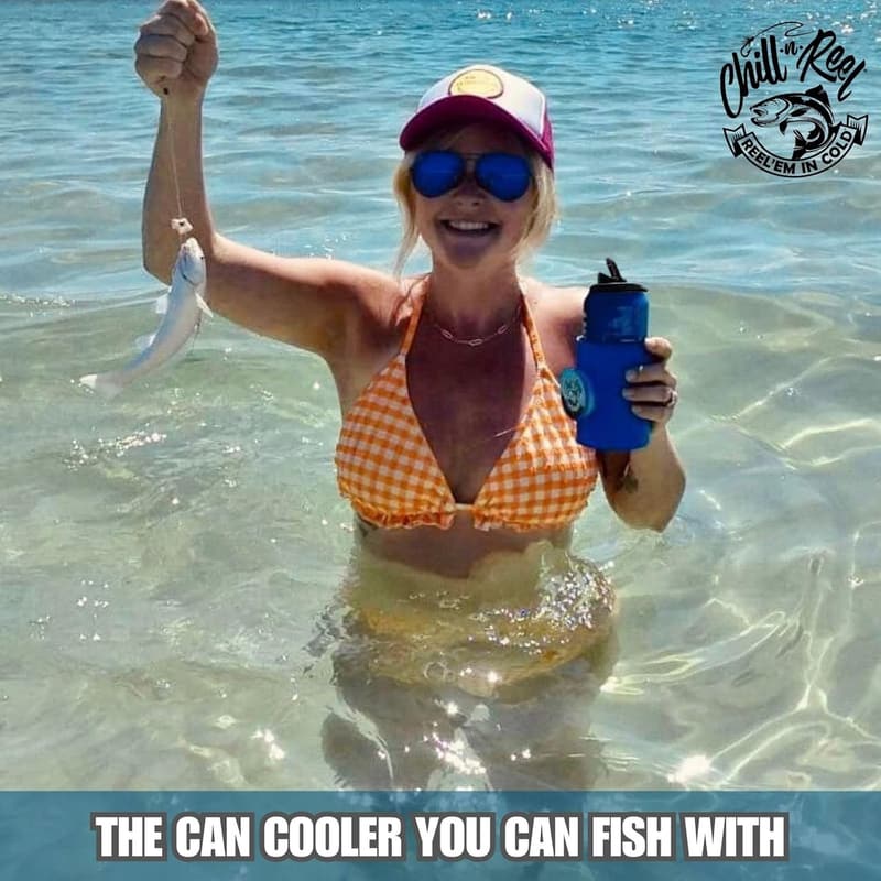 Fishing Can Cooler - Made in USA, Blue - Ideal Gift for Dad