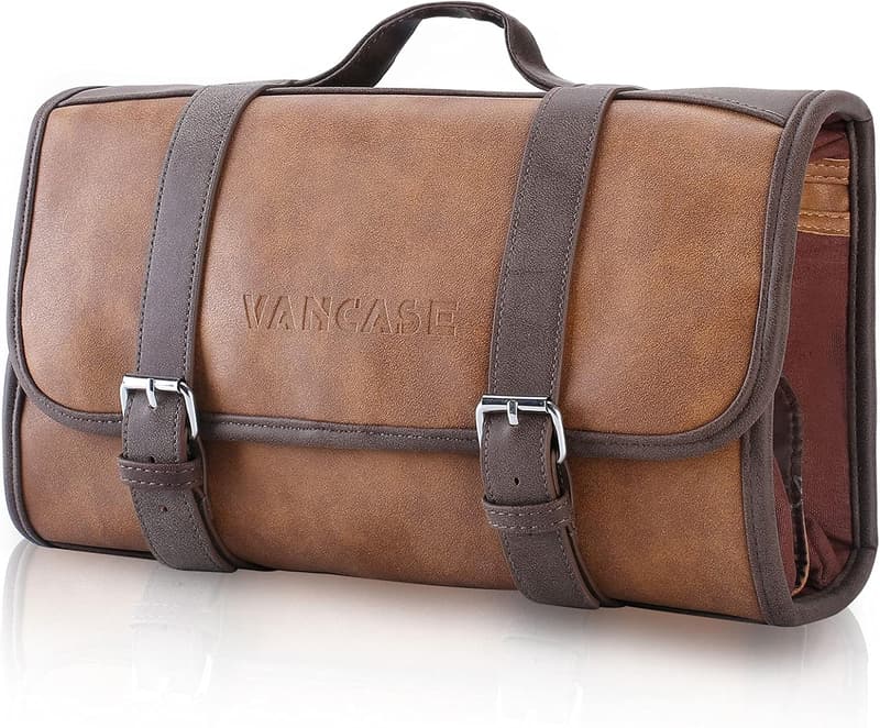 Leather Hanging Toiletry Bag for Men - Travel Organizer Gift