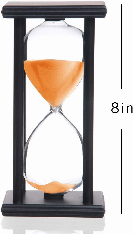 60-Minute Orange Sand Timer with Black Wooden Frame