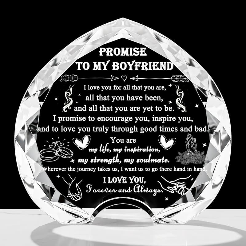Personalized Crystal Heart for Boyfriend - Ideal Birthday Gift