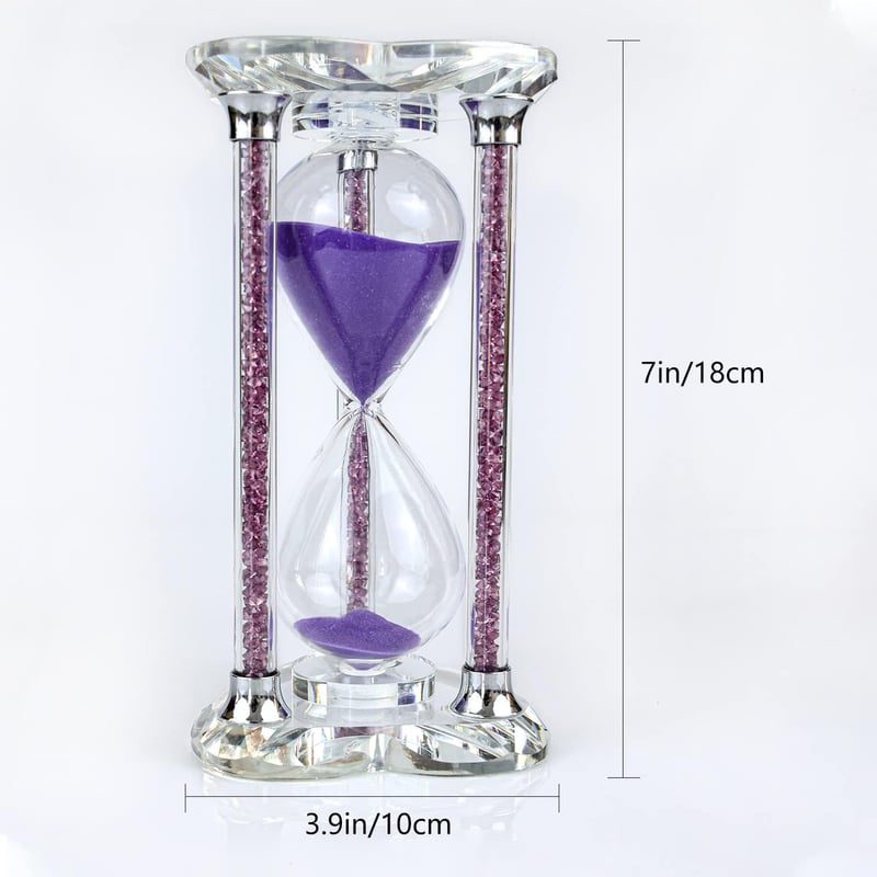 Purple Heart-Shaped Crystal Hourglass Sand Timer with Gift Box