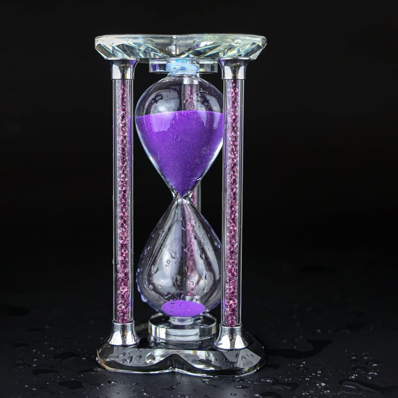 Purple Heart-Shaped Crystal Hourglass Sand Timer with Gift Box