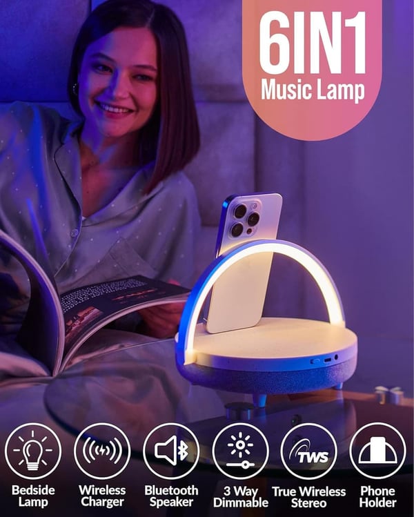 6-in-1 Touch Bedside Lamp & Wireless Charger for Her