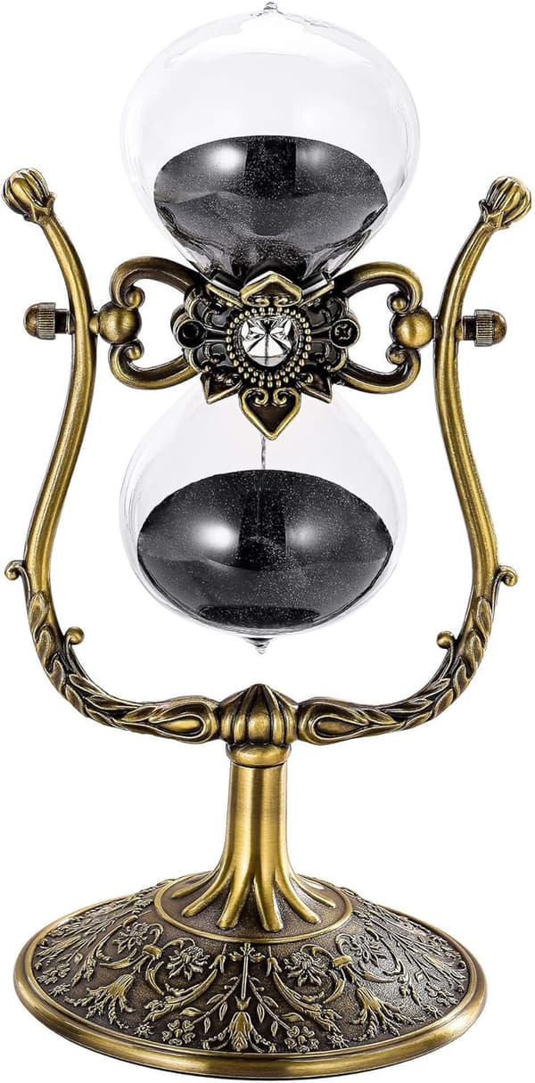 Vintage Brass 60-Minute Engraved Hourglass for Home or Office