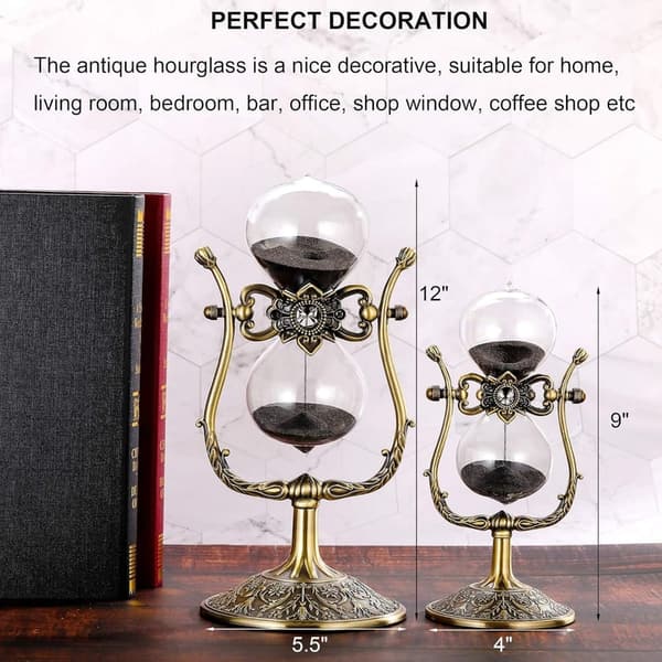 Vintage Brass 60-Minute Engraved Hourglass for Home or Office