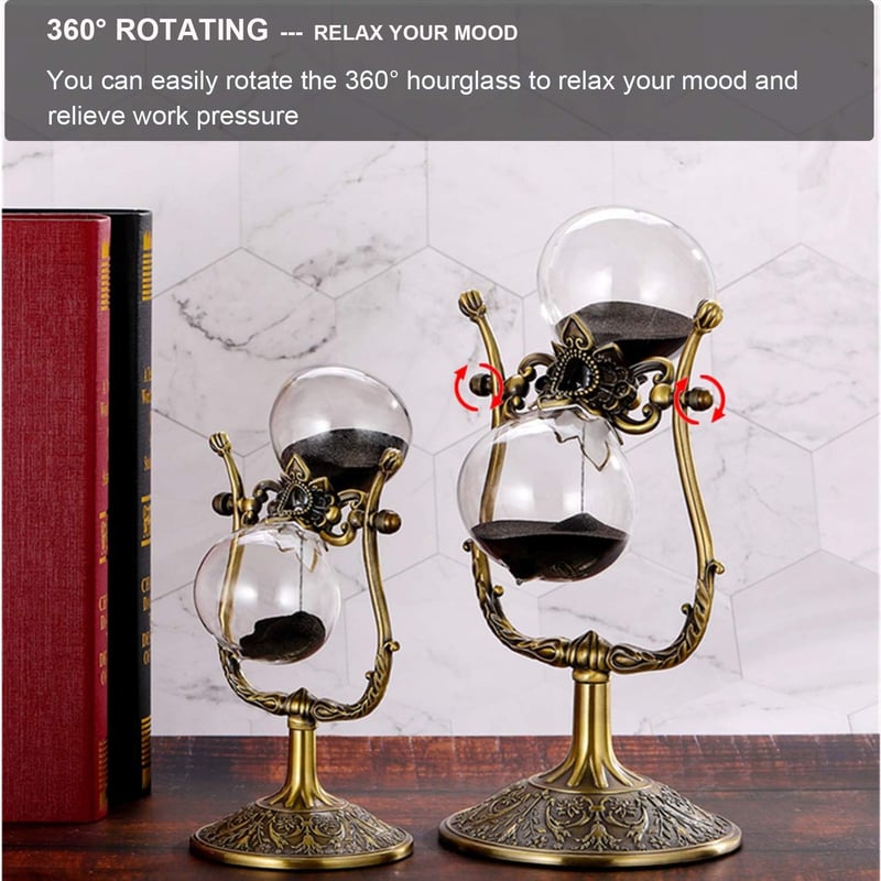 Vintage Brass 60-Minute Engraved Hourglass for Home or Office