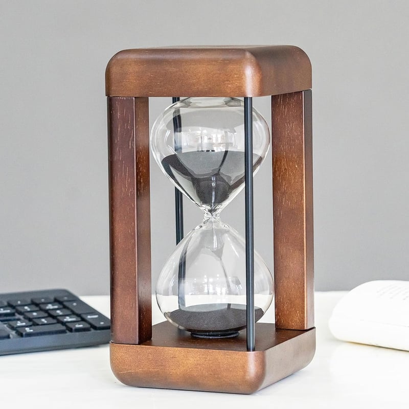 60-Minute Walnut Hourglass Timer for Home & Office Decor