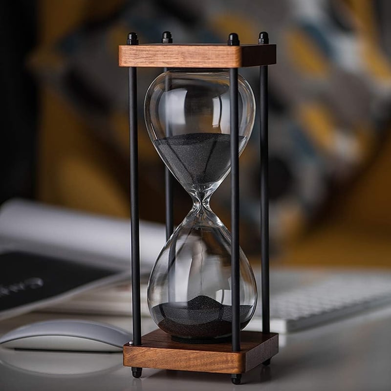 60-Minute Decorative Black Wooden Hourglass Timer