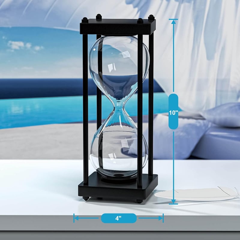 Large Black Wooden Frame Hourglass Sand Timer for Weddings