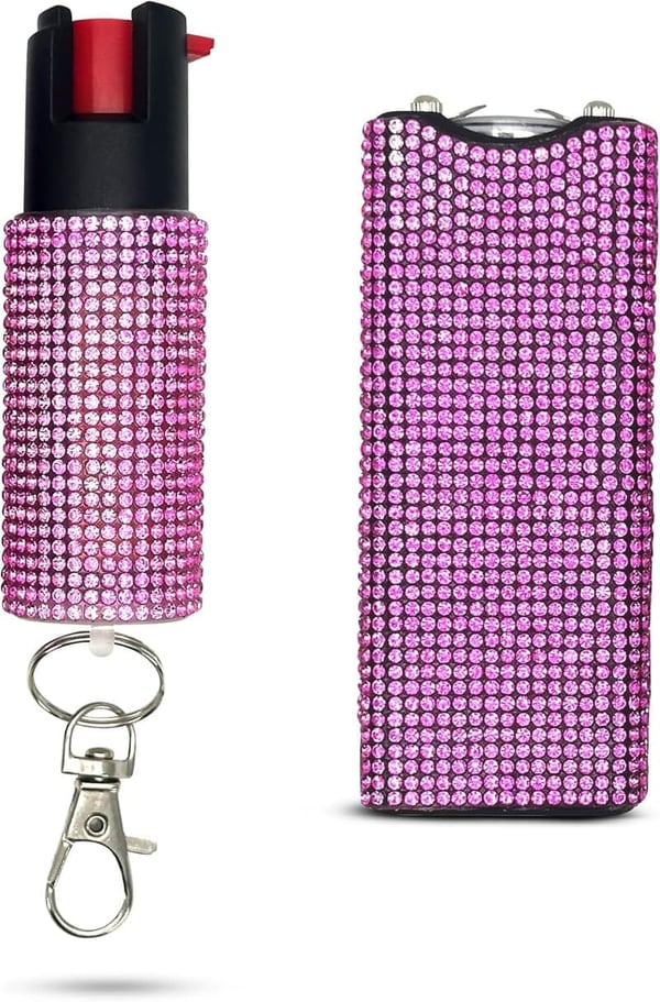 Stylish Self-Defense Kit: FURY Gem Stone Stun Gun & Pepper Spray