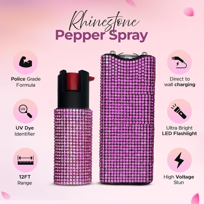 Stylish Self-Defense Kit: FURY Gem Stone Stun Gun & Pepper Spray