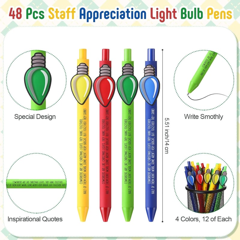 Christmas Gifts: 48-Pack Appreciation Ballpoint Pens for Coworkers