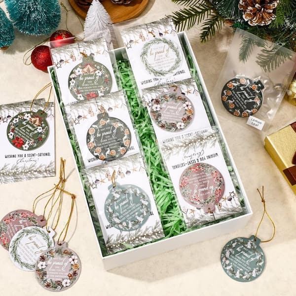 Christmas Thank You Ornaments - 12 Set Employee Appreciation Sachets
