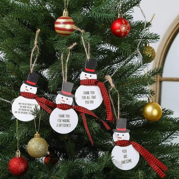 Christmas Coworker Gift Set - Snowman Ornaments & Thank You Cards