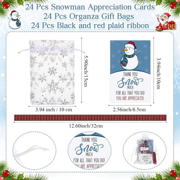 Christmas Coworker Gift Set - Snowman Ornaments & Thank You Cards