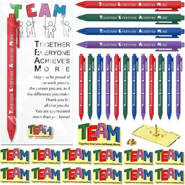 Bulk Employee Appreciation Gift Set - Gold Lapel Pins & Pens