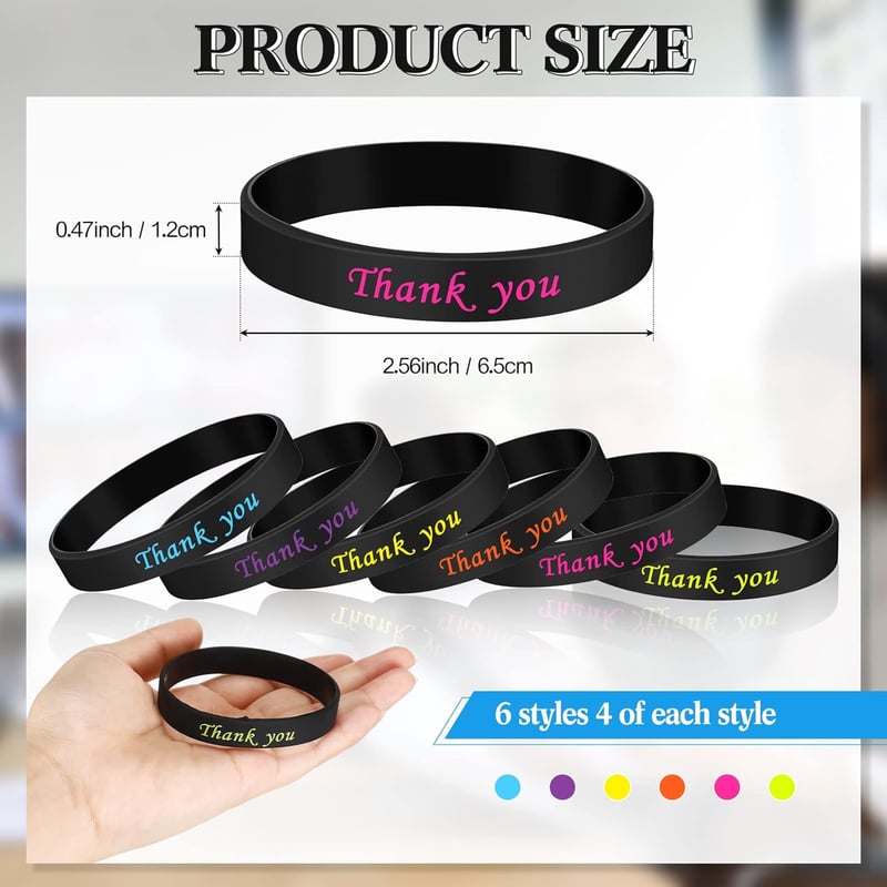 Employee Appreciation Silicone Bracelets - 24 Pcs Gift Set