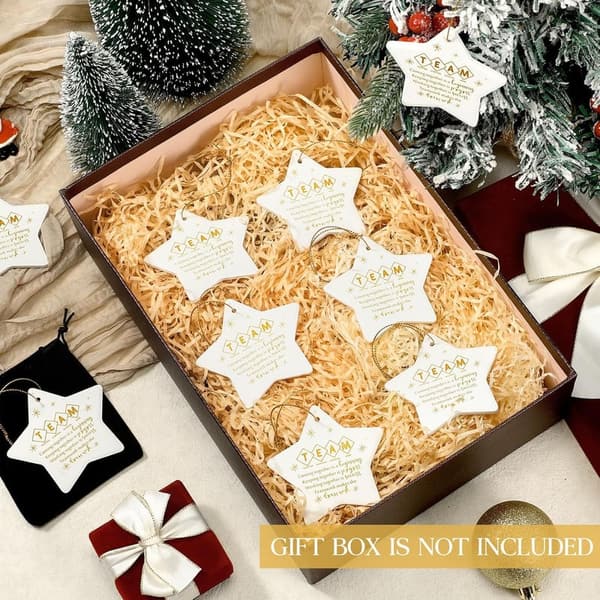 Christmas Ceramic Star Ornaments - 24 Pcs for Team Appreciation