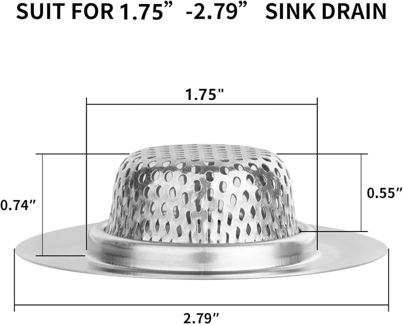 Stainless Steel Bathtub Drain Strainer Set - 2.79 Inch Catchers
