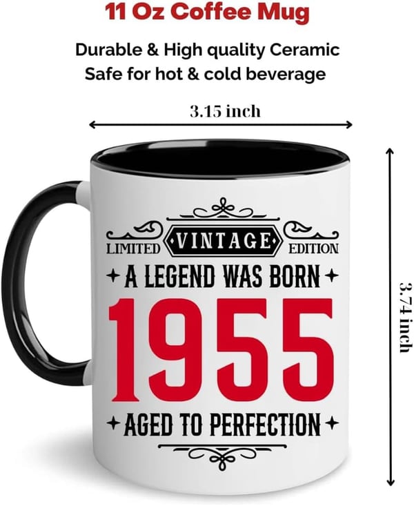 70th Birthday Vintage 1955 Coffee Mug - 11oz Gift for Him/Her