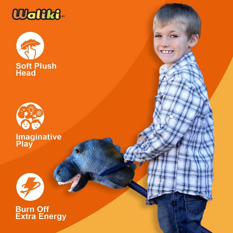 Plush T-Rex Stick Horse Toy for Kids and Toddlers