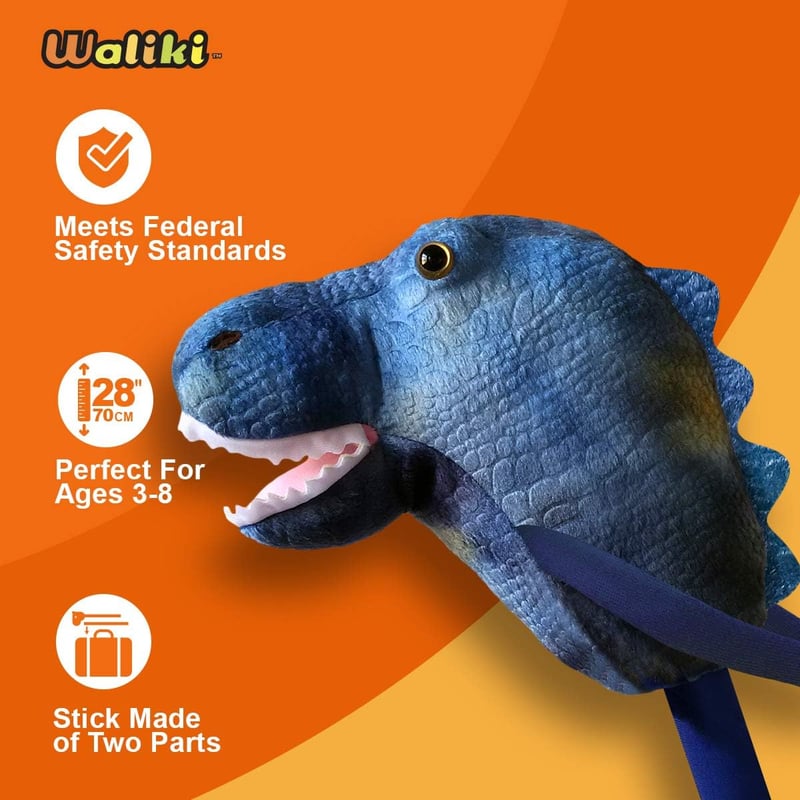 Plush T-Rex Stick Horse Toy for Kids and Toddlers