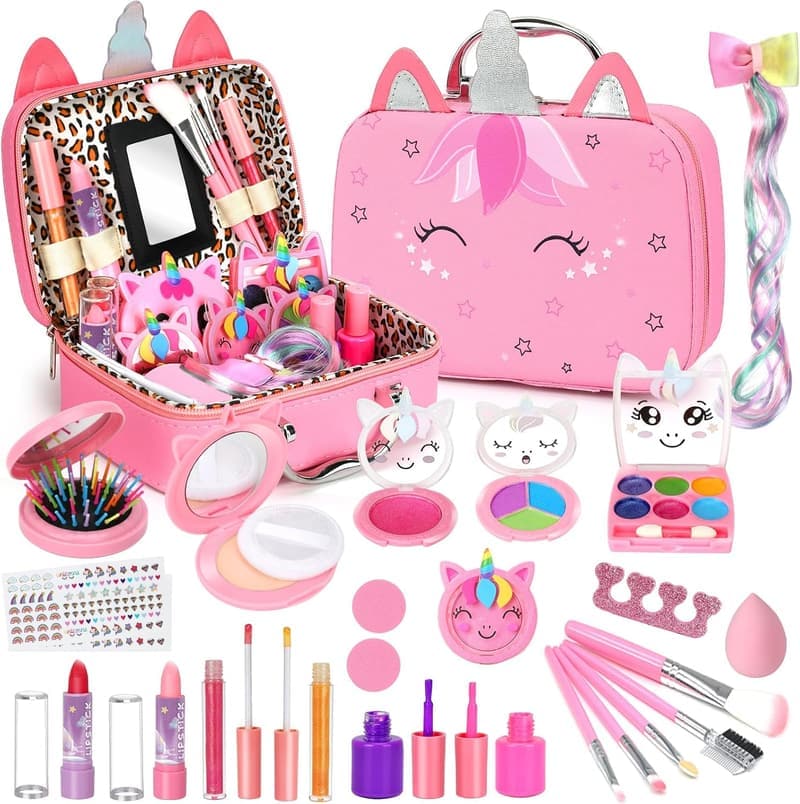 Washable Makeup Kit for Kids – Dress-Up Toys for Girls Ages 3-12