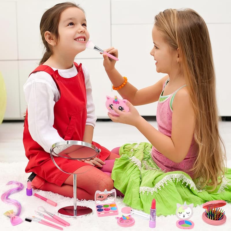 Washable Makeup Kit for Kids – Dress-Up Toys for Girls Ages 3-12