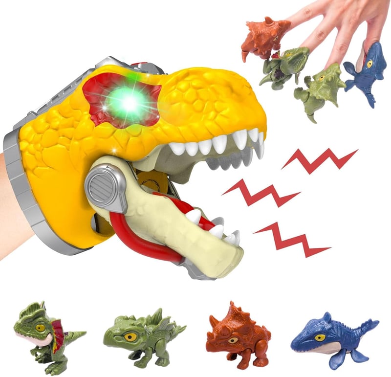 T-Rex Dinosaur Hand Puppet with Roar Sound & Glowing Eyes
