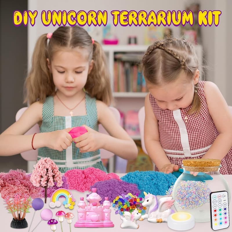 Unicorn Terrarium Craft Kit with LED Night Light for Girls