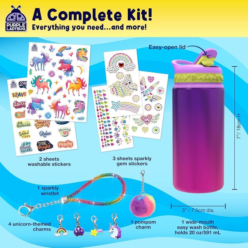 Unicorn Water Bottle Craft Kit for Girls 5-10 Years Old