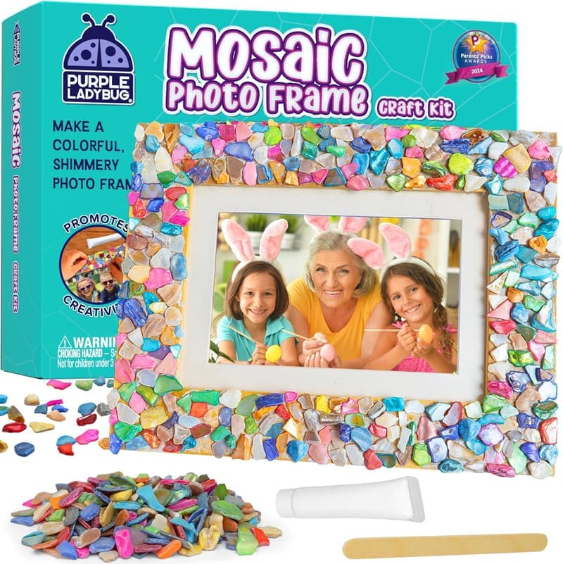 Mosaic Photo Frame Craft Kit for Kids - Fun Summer Activity
