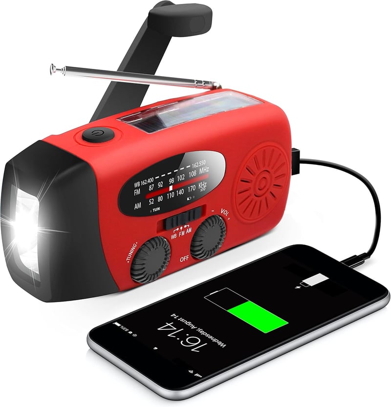 Portable Emergency Hand Crank Radio with Flashlight & Power Bank