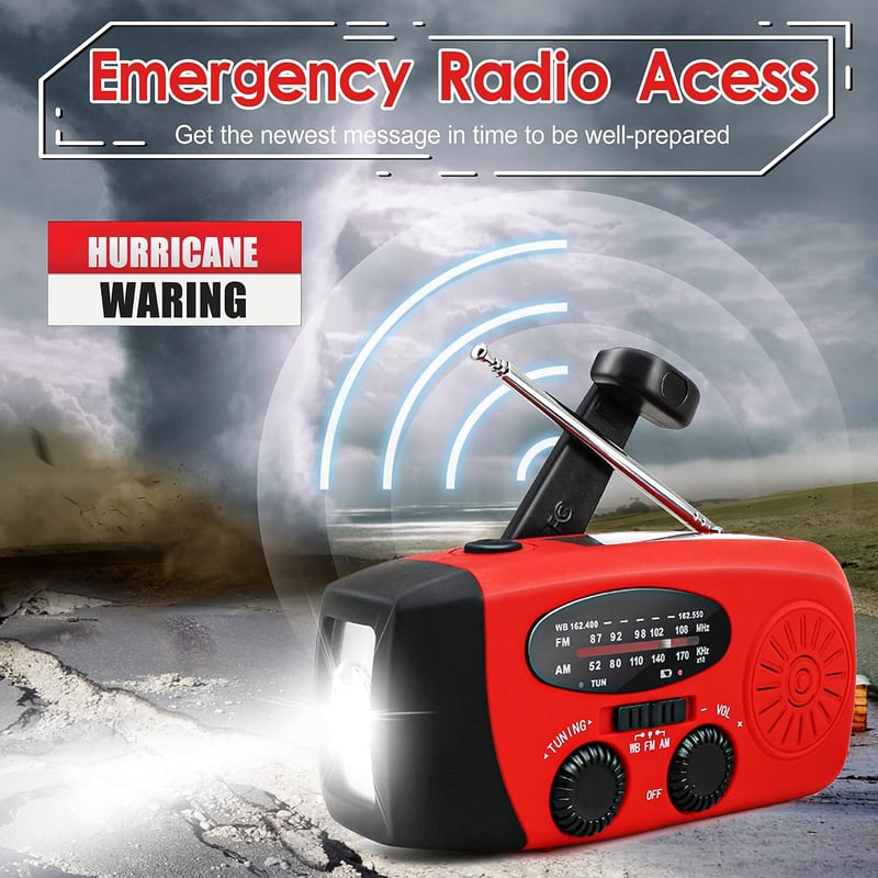 Portable Emergency Hand Crank Radio with Flashlight & Power Bank