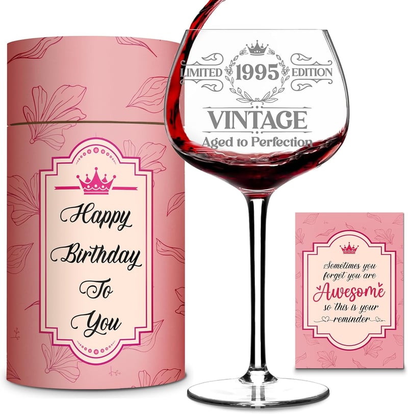 30th Birthday Engraved Wine Glass Gift for Women