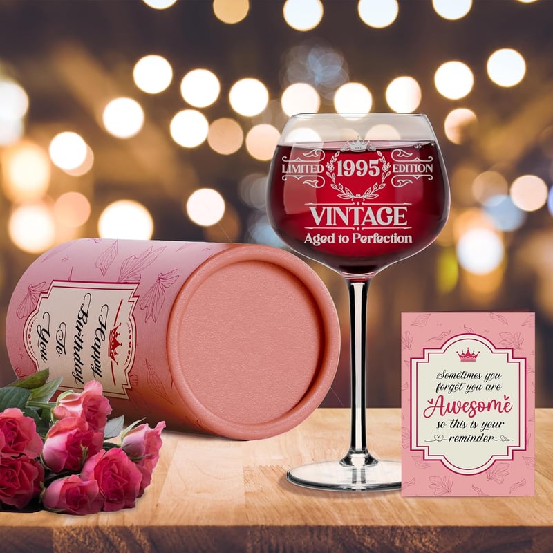 30th Birthday Engraved Wine Glass Gift for Women